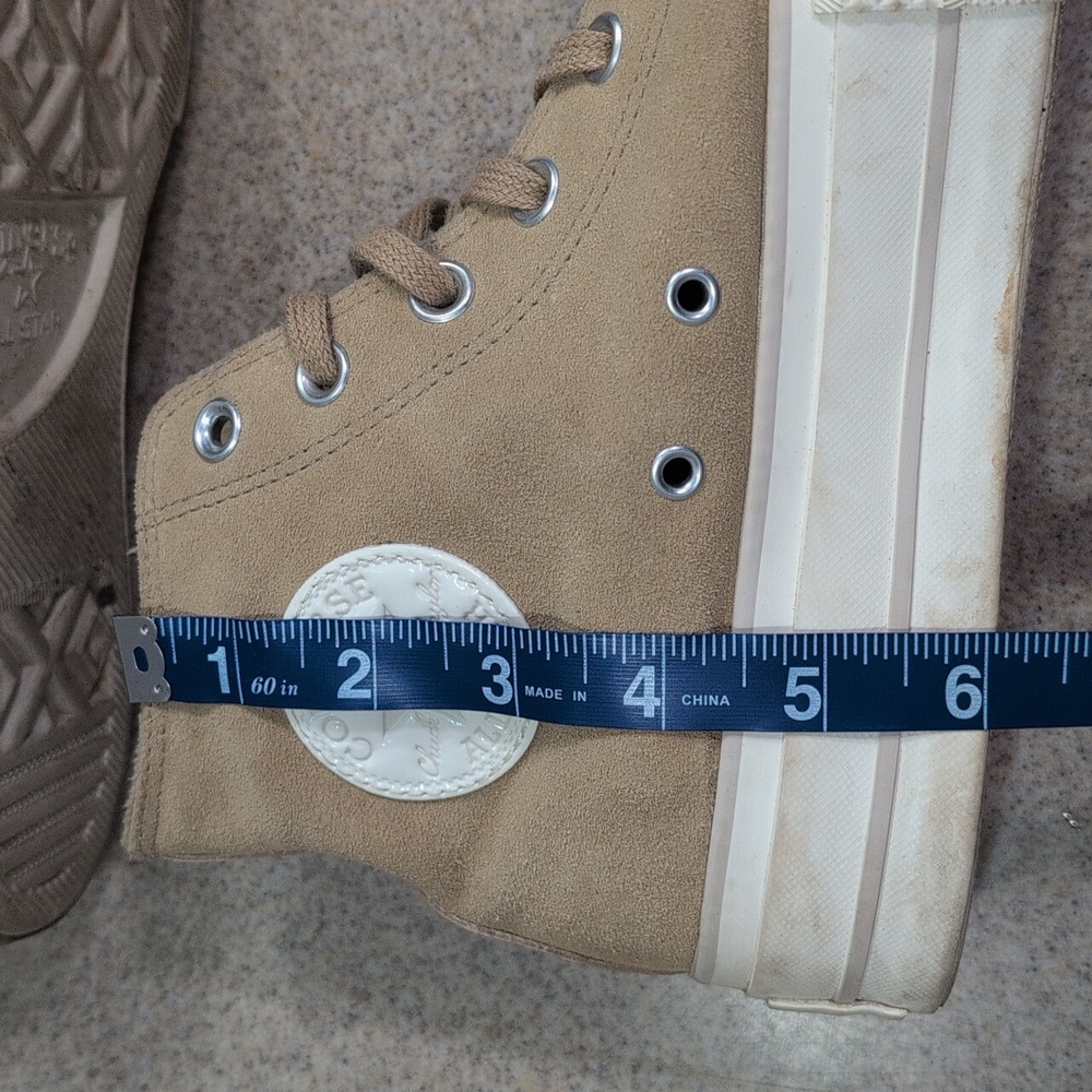 Converse All Star High Top Sneakers Gym Shoes Tan Leather Upper, Lift, Women's 9 - Picture 8 of 12